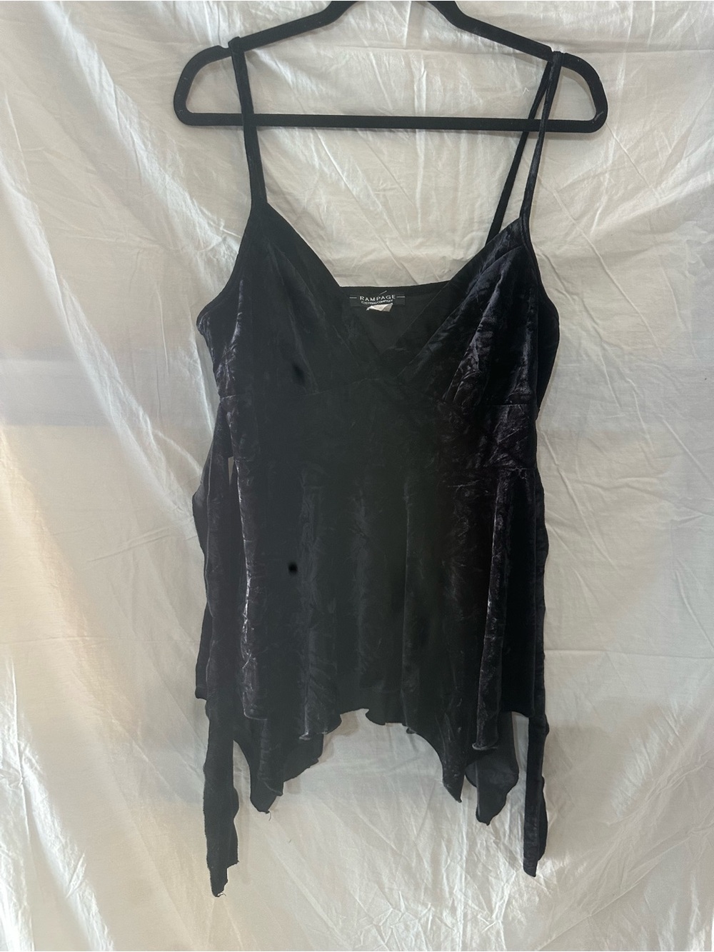 Rampage Black Velvet Handkerchief Hem Cami
